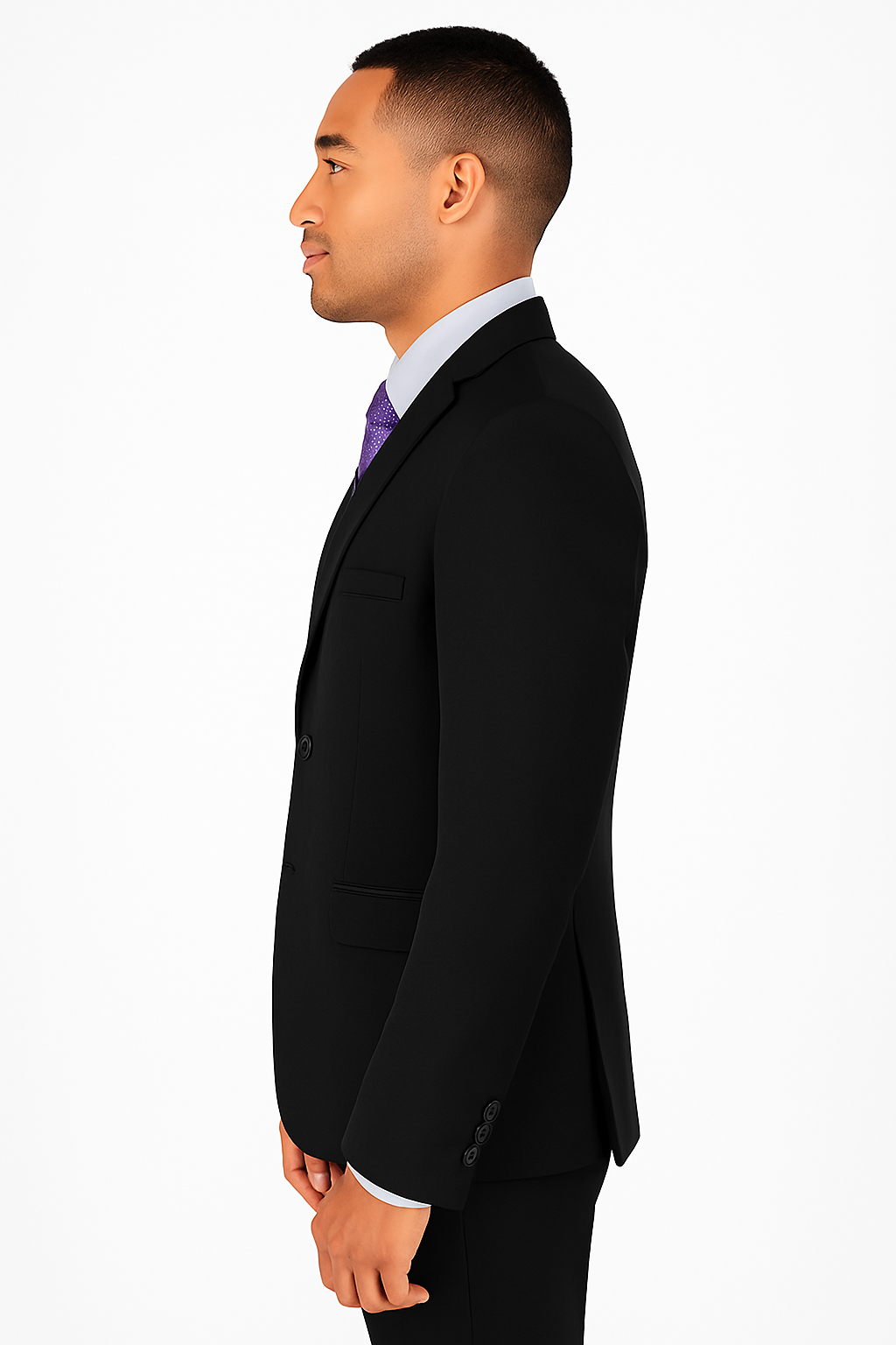 Ultra Slim Fit 2 Piece Suit Stretch Fabric in Solid Black - Black