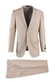 Tiglio Italian Suit - Real Wool Fabric Super 150's Novello Tan, Modern Fit Suit in Color Tan