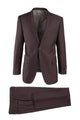 Tiglio Italian Suit - Real Wool Fabric Super 150's Novello Brown, Modern Fit Suit in Color Brown