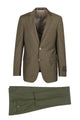 Tiglio Italian Suit - Real Wool Fabric Super 150's Novello Olive, Modern Fit Suit in Color Olive