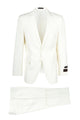 Tiglio Italian Suit - Real Wool Fabric Super 150's Novello Off-White, Modern Fit Suit in Color Off-White