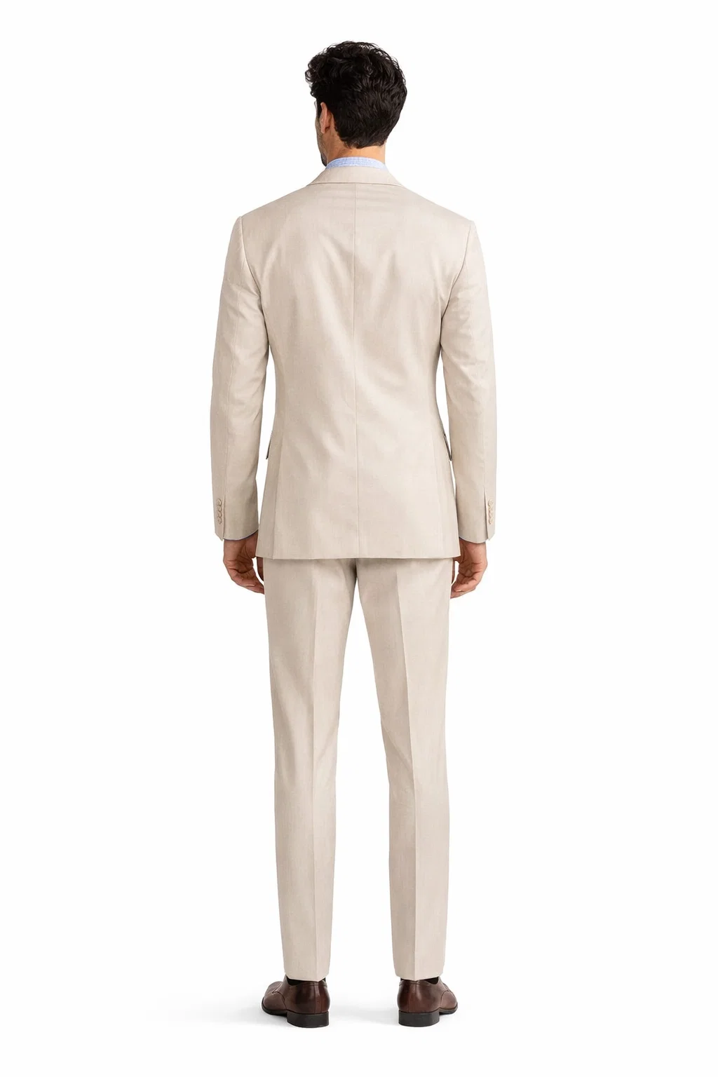 Modern Fit Summer 2 Piece 2 Button Suit Striped Seersucker in Tan