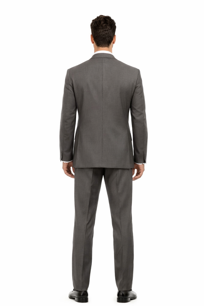Modern Fit Wool Feel Two Button Jacket with Suit Charcoal