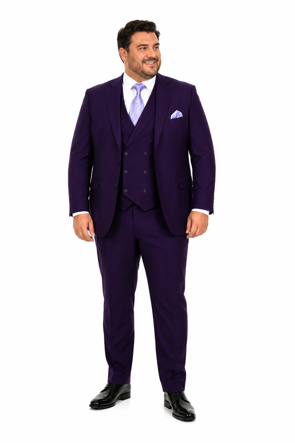 Modern Fit Wool Feel Two Button Jacket with Suit Purple