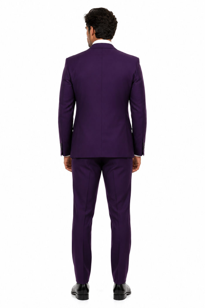 Modern Fit Wool Feel Two Button Jacket with Suit Purple