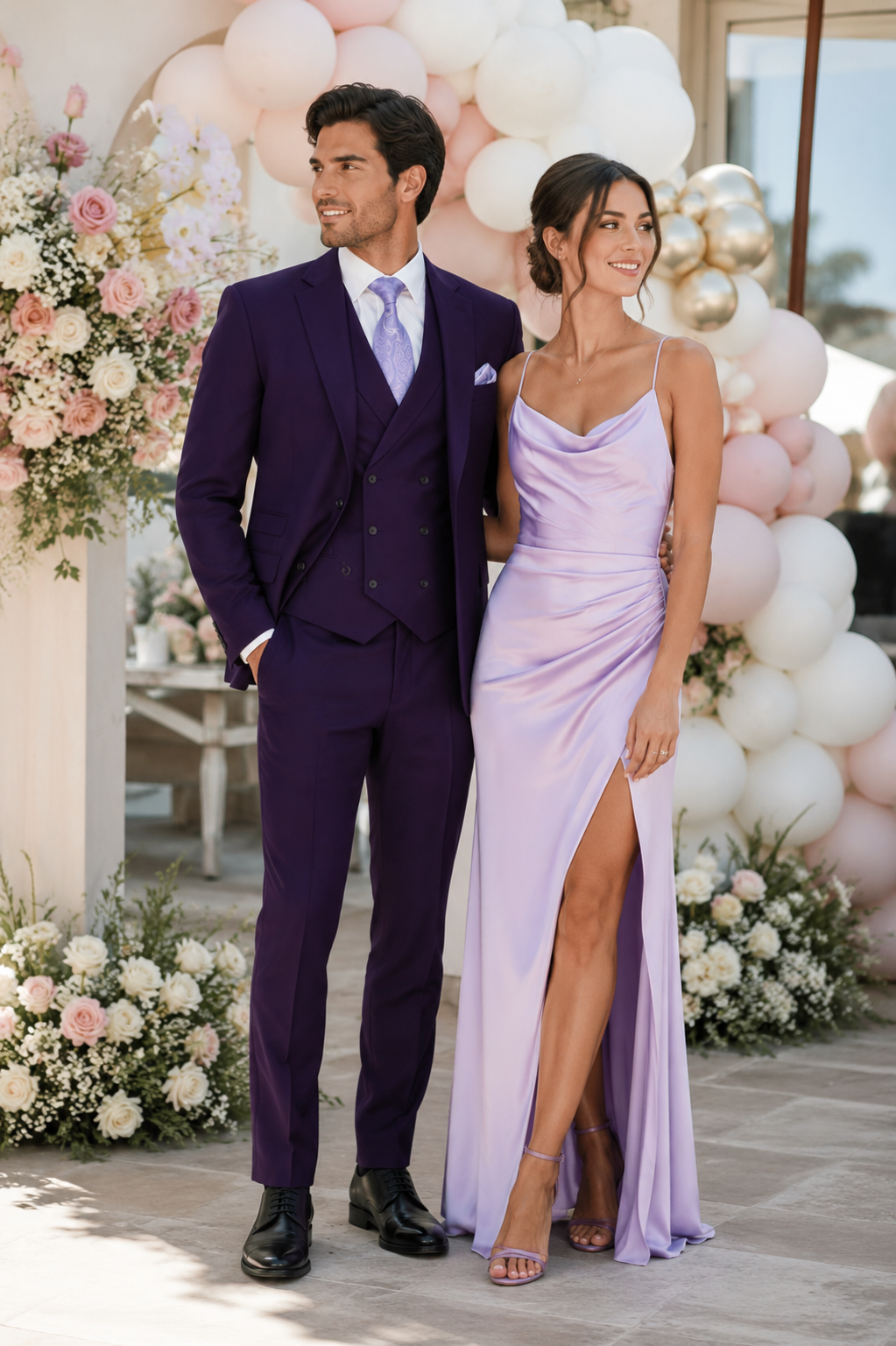 Modern Fit Wool Feel Two Button Jacket with Suit Purple