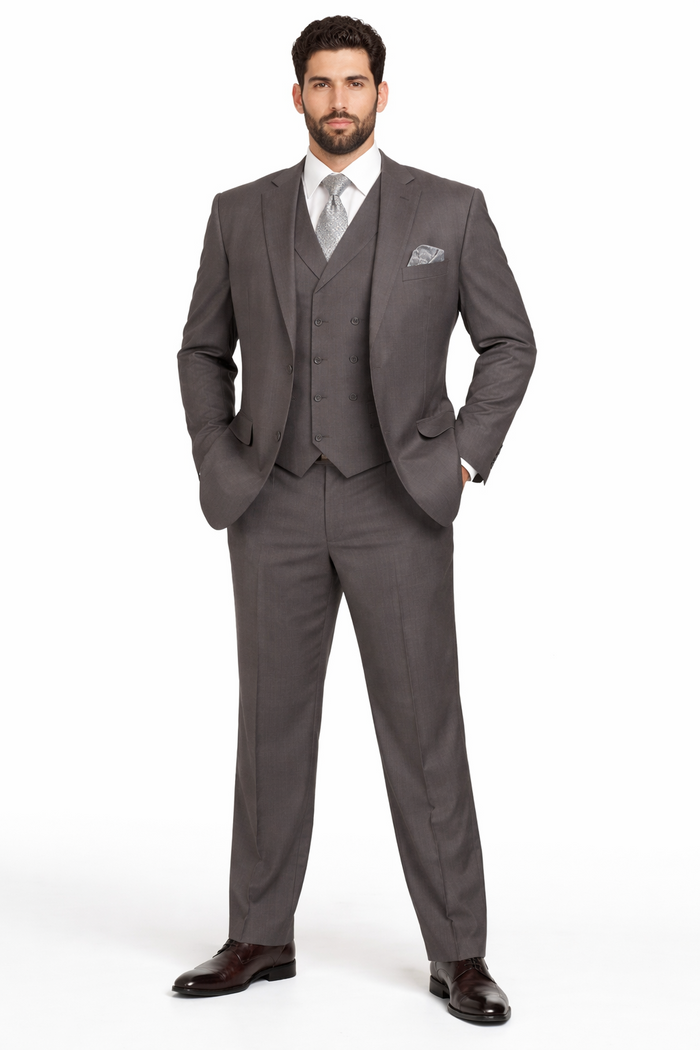 Modern Fit Wool Feel Two Button Jacket with Suit Charcoal