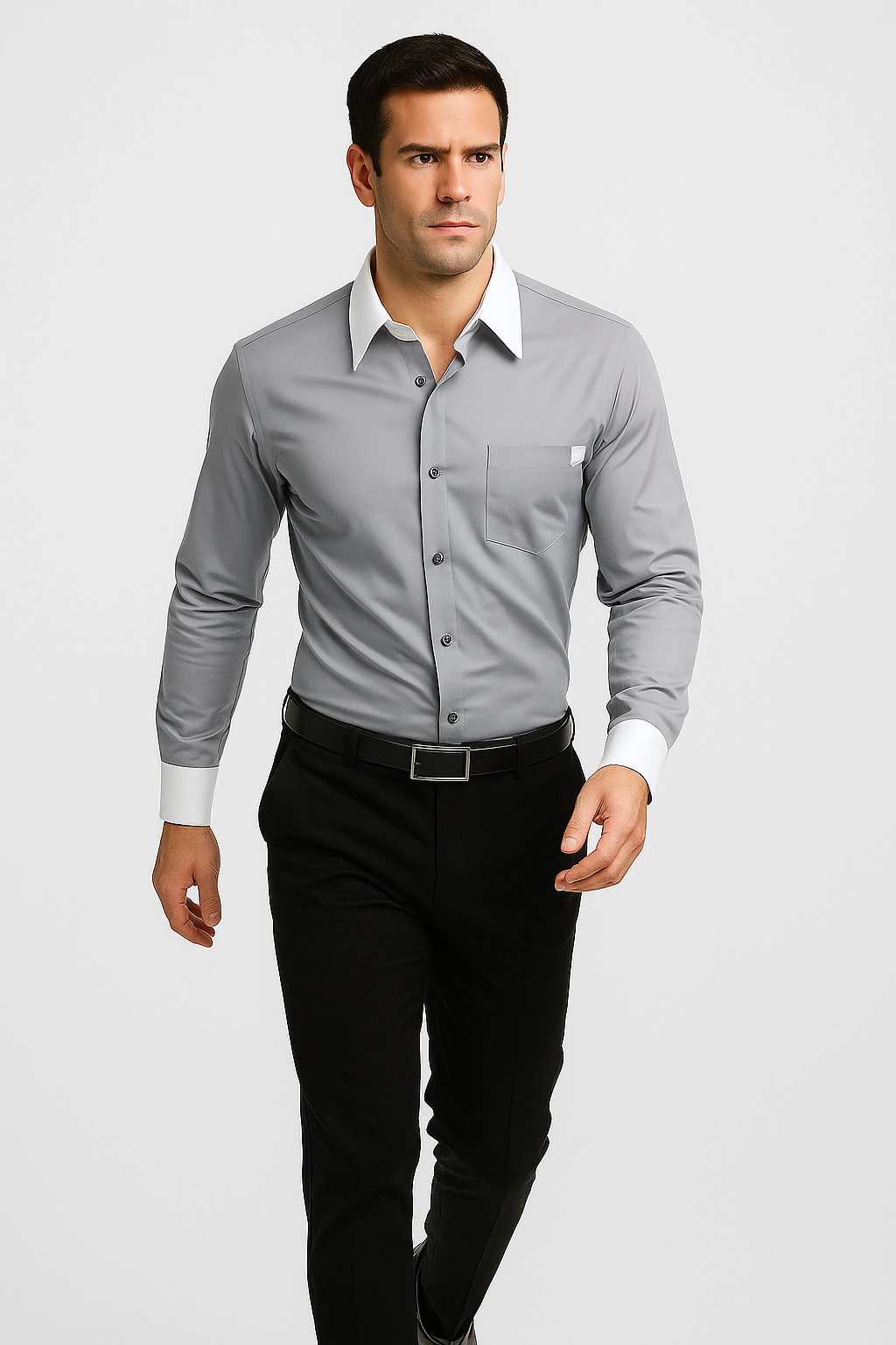 Classic Stylish Fashionable -White Collar Two Toned Contrast white collars Multi-color Men's Dress Shirt