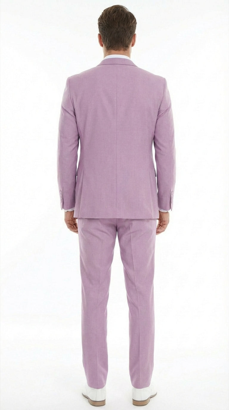 Mens Dusty Rose 3 Piece Suit Modern Pink Formal Suit Set for Wedding, Prom and Special Events Pinkish Color - 34 Short or Extra Small