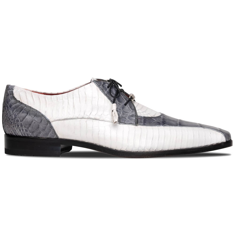 Marco Di Milano Moncalieri White Gray Genuine Alligator and Cobra Skin Dress Shoe - 8
