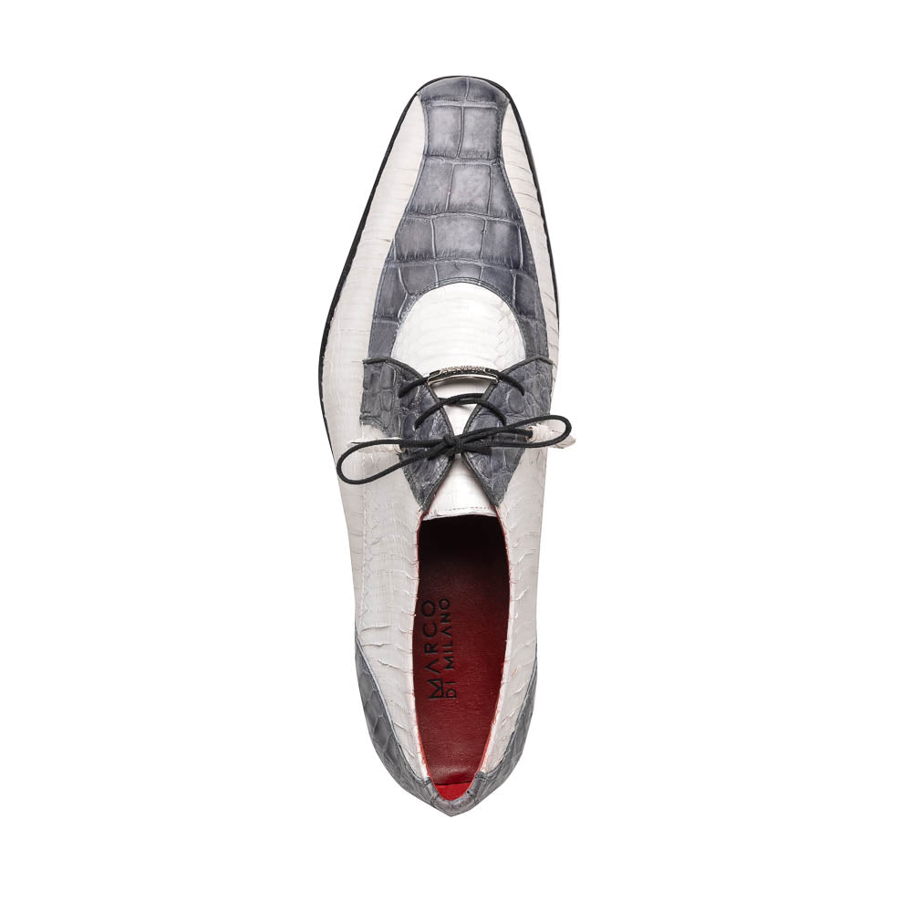 Marco Di Milano Moncalieri White Gray Genuine Alligator and Cobra Skin Dress Shoe - 8