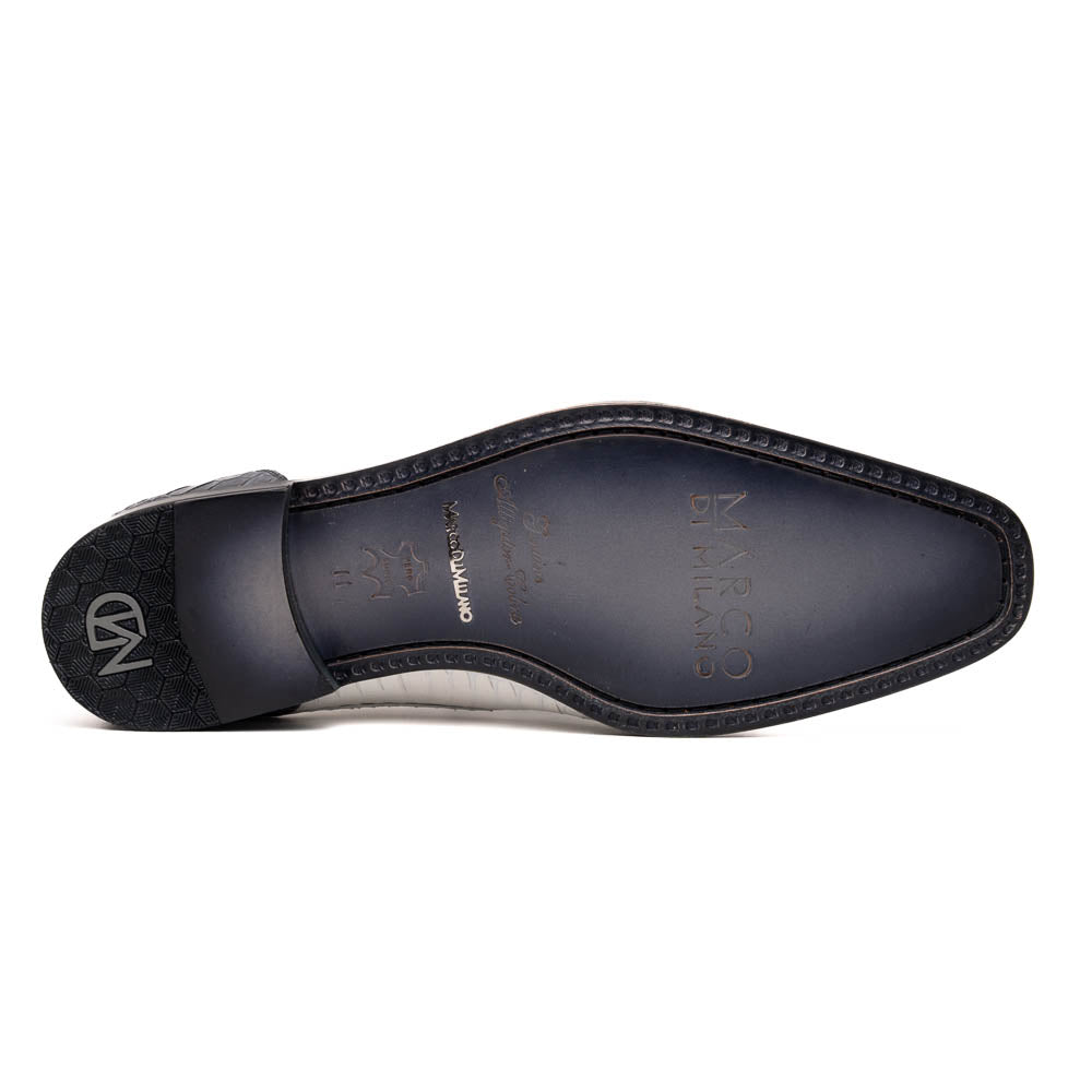 Marco Di Milano Moncalieri White Gray Genuine Alligator and Cobra Skin Dress Shoe - 8