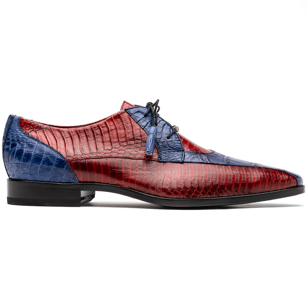 Marco Di Milano Moncalieri Navy/Red Genuine Alligator and Cobra Skin Dress Shoe - 8