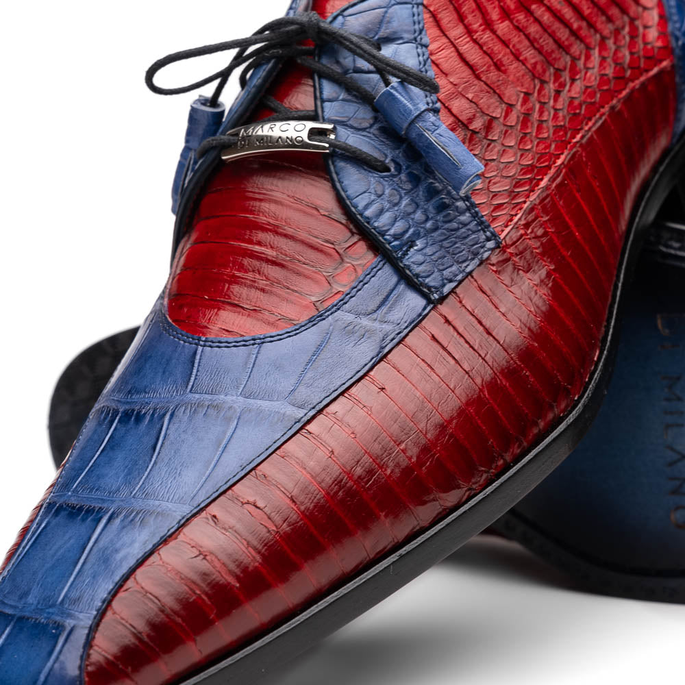 Marco Di Milano Moncalieri Navy/Red Genuine Alligator and Cobra Skin Dress Shoe - 8