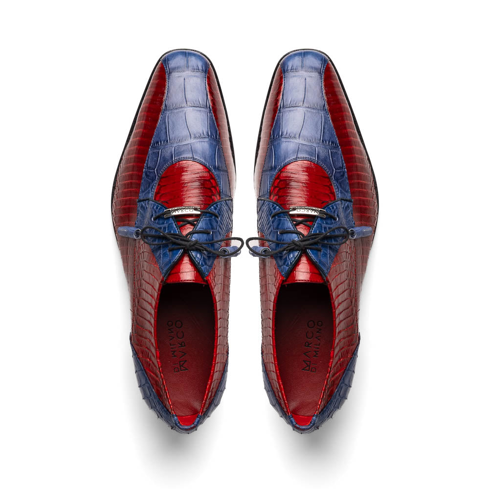 Marco Di Milano Moncalieri Navy/Red Genuine Alligator and Cobra Skin Dress Shoe - 8