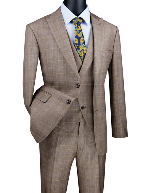 Modern Fit - Jacket & Pants Vinci Men's 3 Piece Modern Fit Suit: purple Stylish Vest Jacket & Pants
