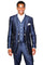 "Sharkskin Slim Fit Tuxedo  homecoming Suit with Vest, Navy Blue - Men's"