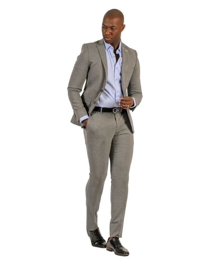 Stretch Fabric - Slim Fitted Suit - "Grey" Light Weight Suit - "Style #"