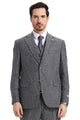 Men's Stacy Adams Vested Vintage Herringbone Tweed Suit in Grey