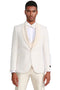 Ivory Paisley Wedding Tuxedo for Men - One Button Vested Prom 2025 homecoming Suit with Satin Vest and Pants