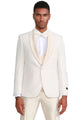 Ivory Paisley Wedding Tuxedo for Men - One Button Vested Prom 2025 homecoming Suit with Satin Vest and Pants