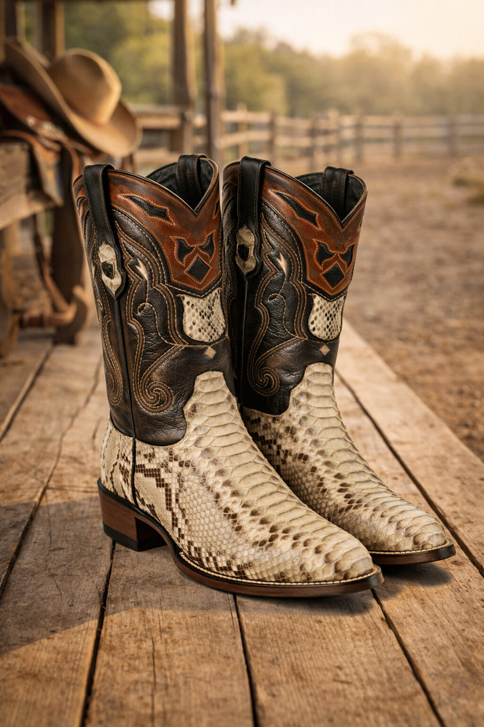 Men's Wild West Python Skin J Toe Boots 29957-New Designer Collection
