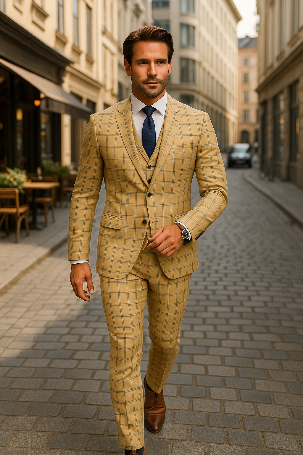 Wool Suit - Italian Made Business Suit by Statement Men's 3 Piece 100% Wool Fashion Suit - Modern Fit - 38R