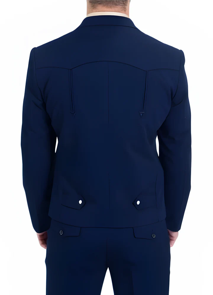 Men’s Navy Blue Formal Suit Set – Western Style 2 Piece Suit for Weddings