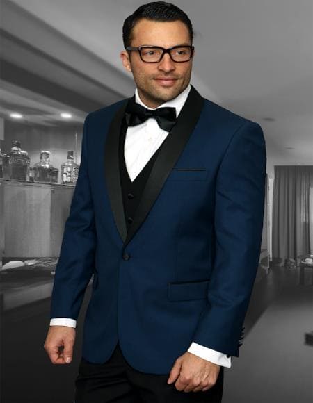 Navy Blue Groomsmen Suits - Mens Groomsmen Suits - 38 Regular - 32 Waist