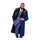 Mens Dark Blue Overcoat-Long Dress Winter Coat With Fur Collar