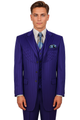 "Navy Blue Men's Shiny Tonal Stripe Fashion Suit - 4 Button Semi Wide Leg"