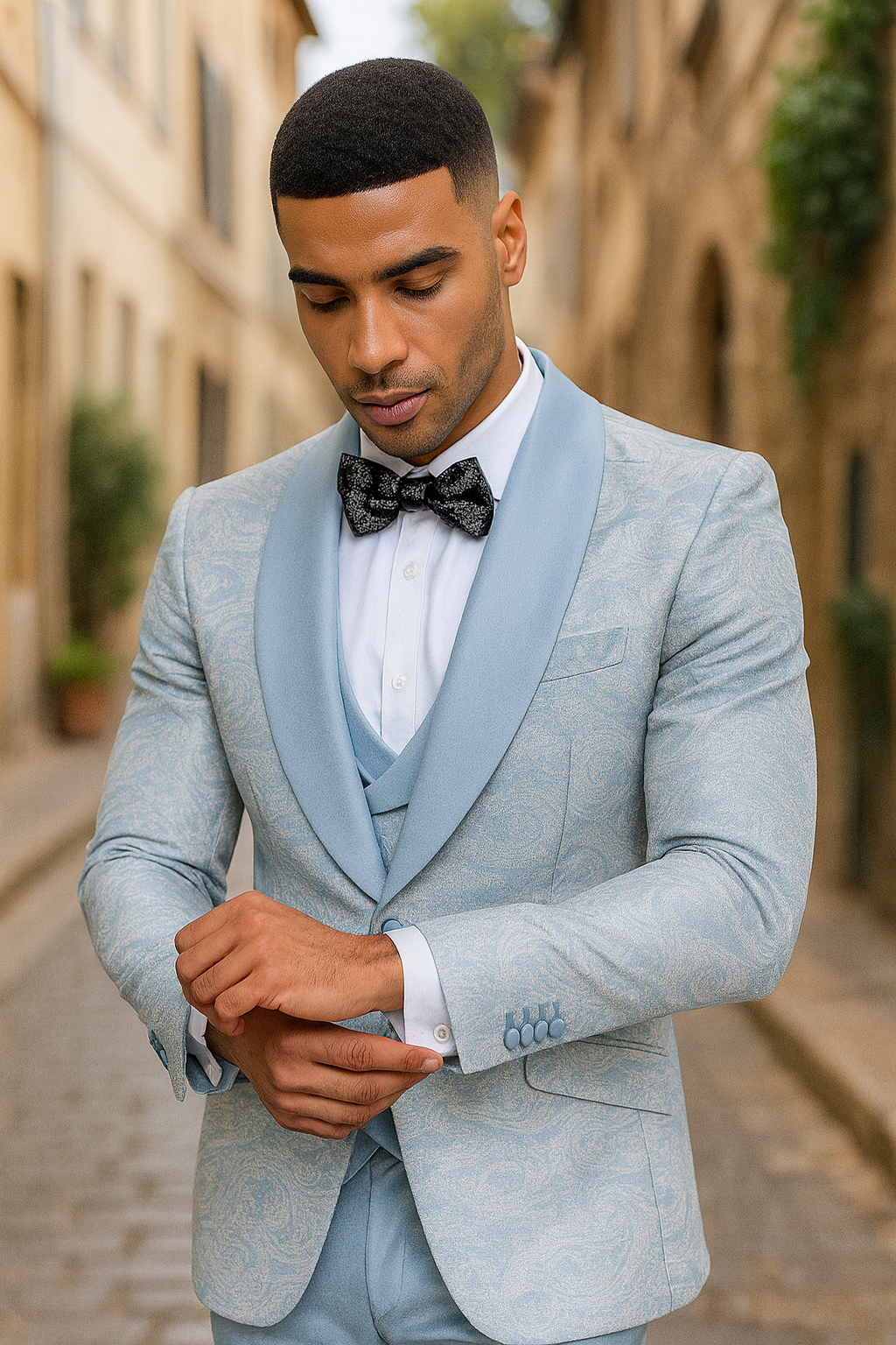 2026 Prom 2026 Special Blue Tuxedo Suit w/ Double-Breasted Vest by Tazzio