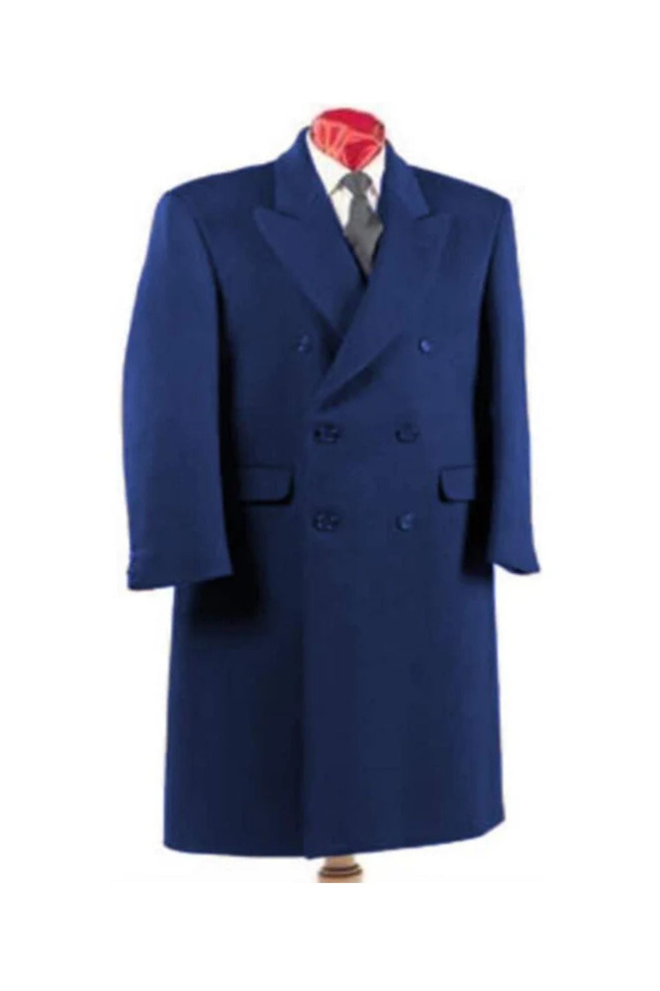 Navy Blue Wool Double Breasted Wool Overcoat ~ Long Men's Dress Topcoat - Winter coat Full Length - Coat Size 38