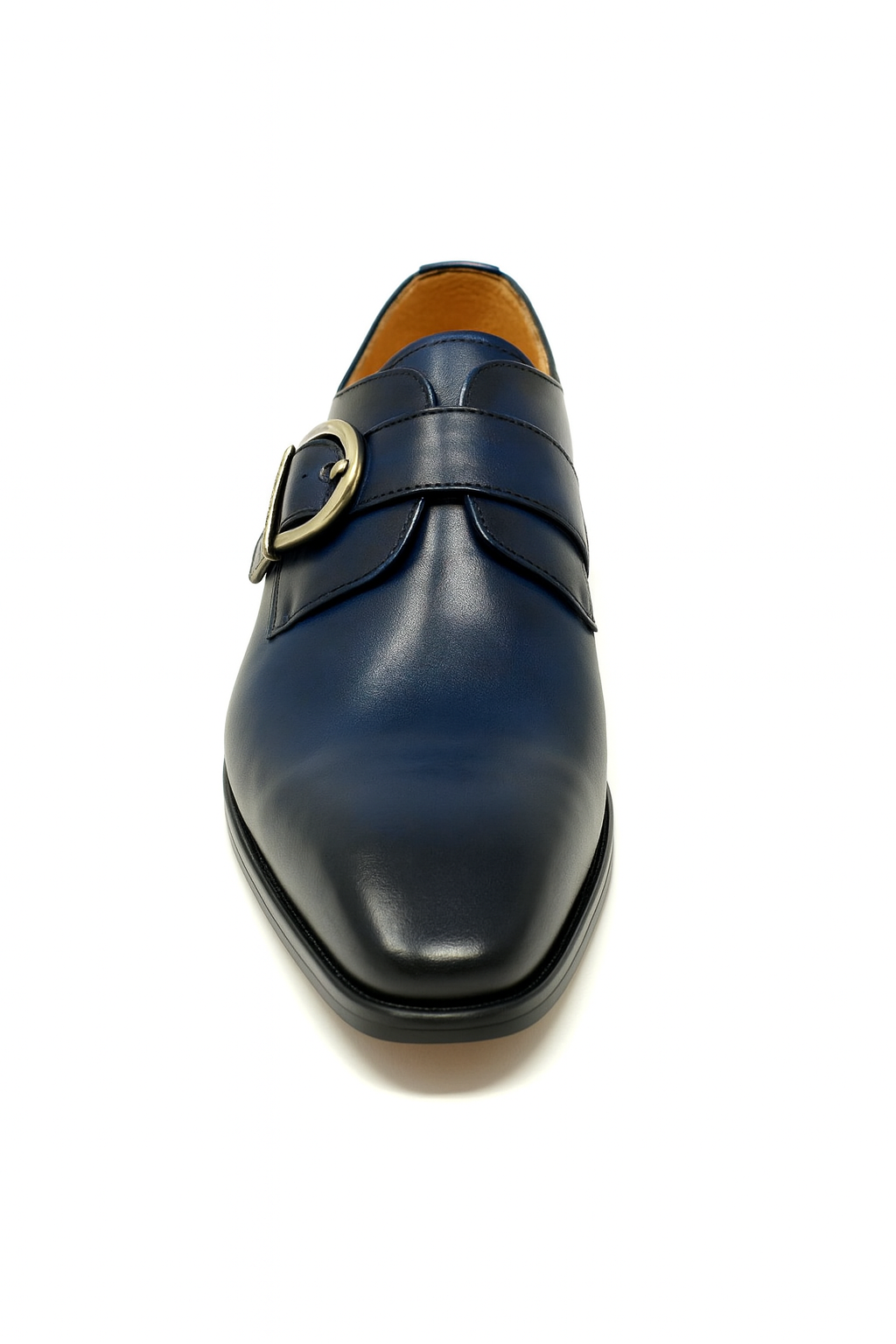 Mens Carrucci Classic Leather Fade Single D-Buckle Monk Strap Dress Shoe in Chestnut - 7