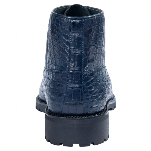 Navy Genuine Caiman Crocodile Belly Ankle Los Altos Boot-New Designer Collection
