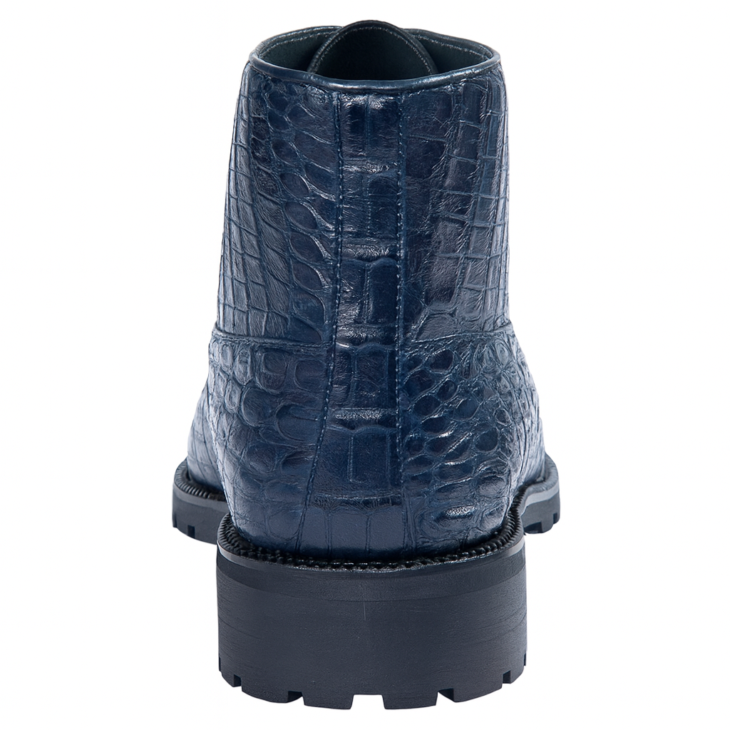 Navy Genuine Caiman Crocodile Belly Ankle Los Altos Boot-New Designer Collection - 8