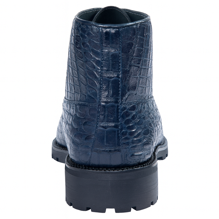 Navy Genuine Caiman Crocodile Belly Ankle Los Altos Boot-New Designer Collection
