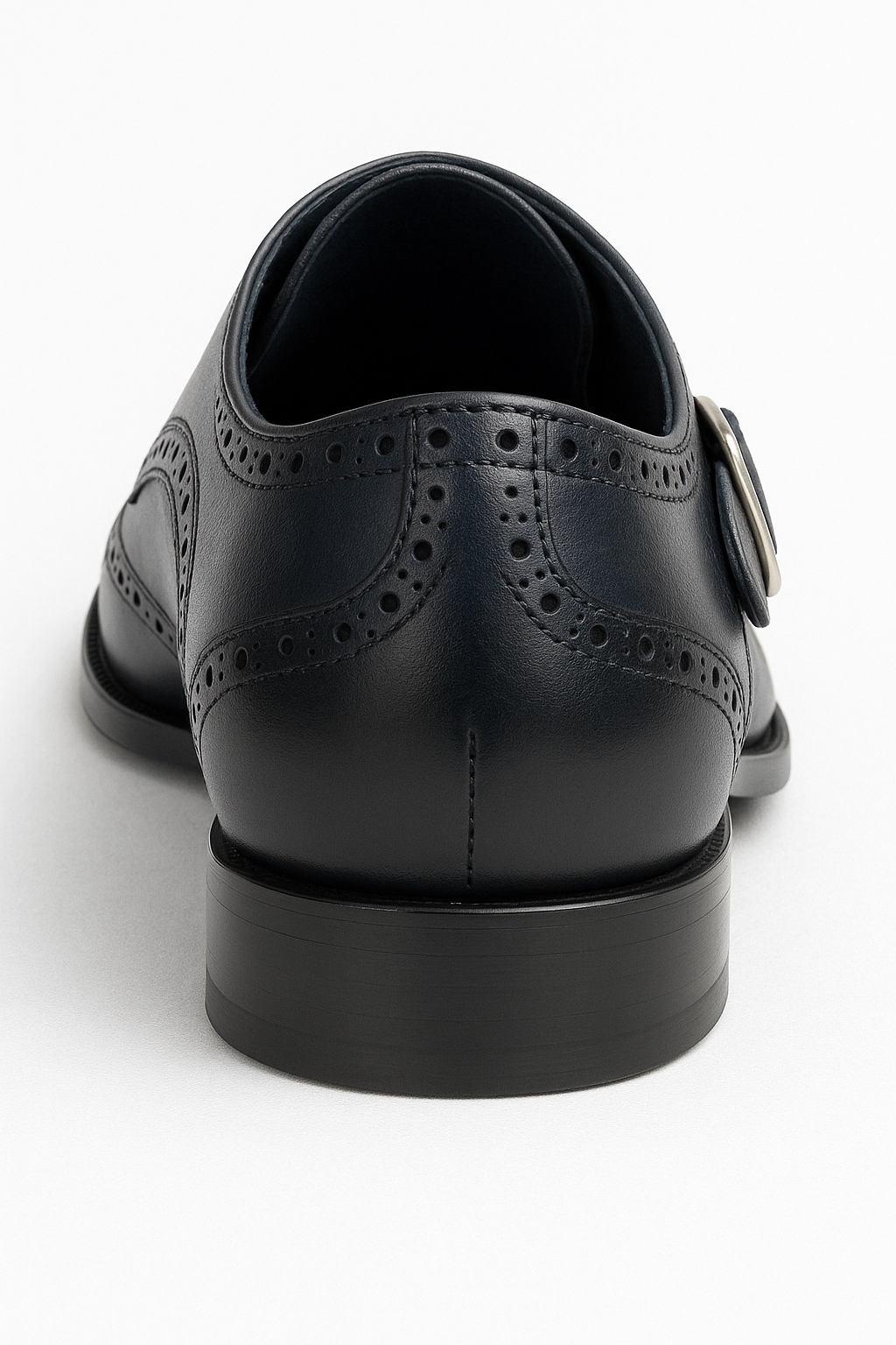 Mens Leather Wingtip Monk Strap Dress Shoe in Brown & Navy - 7.5