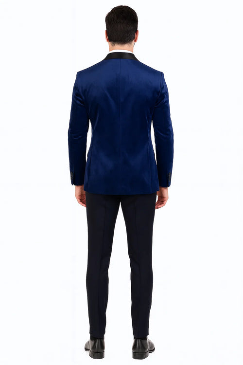 Navy Velvet Double Breasted Tuxedo Jacket Wedding & Prom