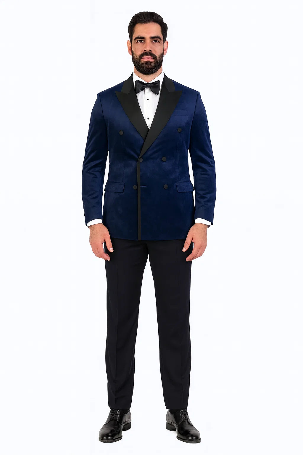 Navy Velvet Double Breasted Tuxedo Jacket – Wedding & Prom - 34 Short or Extra Small
