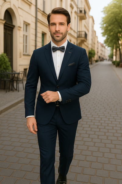 Modern Fit - Wool Suit - Italian Made Business Suit by Statement Men's 2 Piece 100% Wool Modern Fit Suit - Subtle Texture