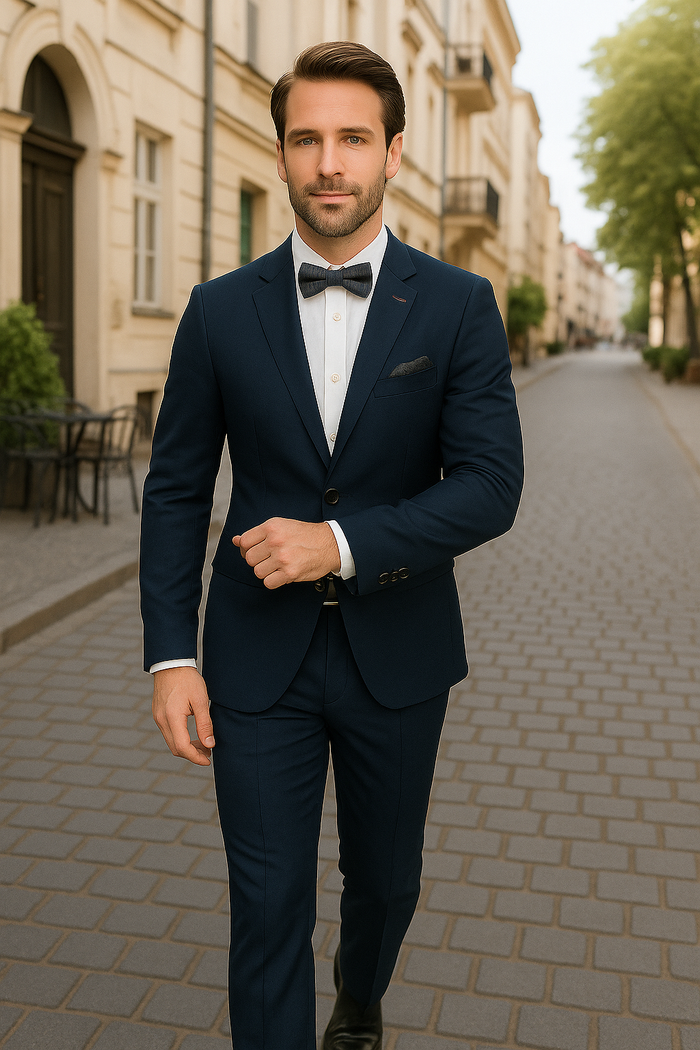 Modern Fit - Wool Suit - Italian Made Business Suit by Statement Men's 2 Piece 100% Wool Modern Fit Suit - Subtle Texture