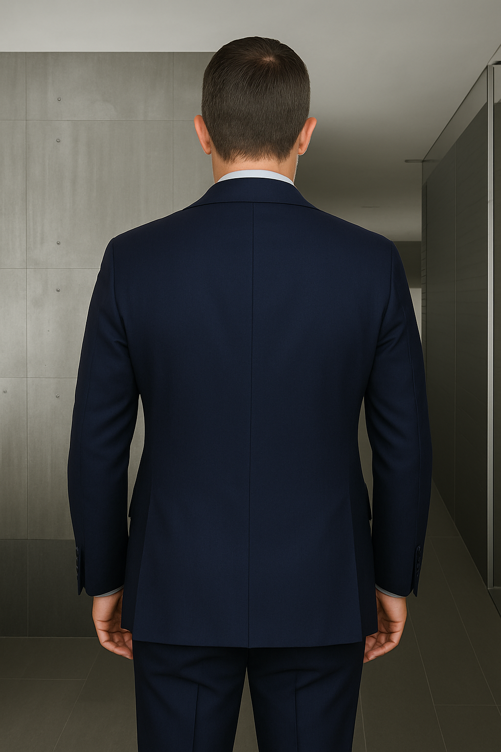 Wool Suit - Italian Made Business Suit by Statement Men's 3 Piece 100% Wool Fashion Suit - Herringbone Stripes - 38R