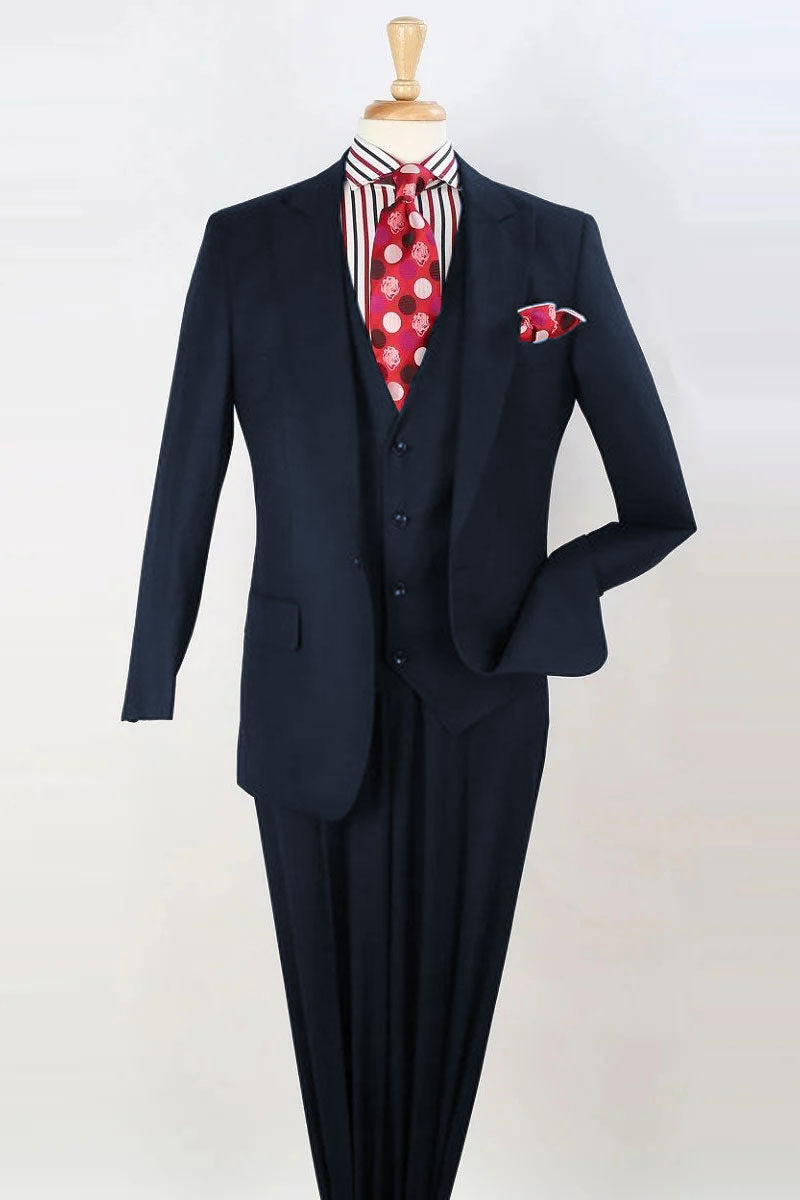 Men's Double Breasted Vest with Wide Peak Lapel Black Suit - New Arrival - 38 Regular