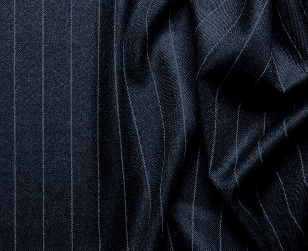 Sovana Collection - Regular Fit 3 Piece Suit 2 Button Tone on Tone Stripe in Navy - Navy
