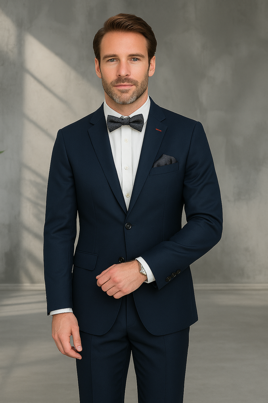 Modern Fit - Wool Suit - Italian Made Business Suit by Statement Men's 2 Piece 100% Wool Modern Fit Suit - Subtle Texture - 38R