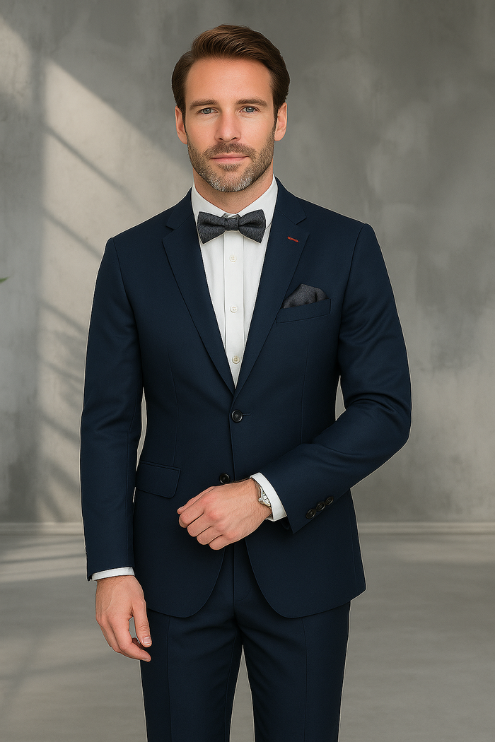 Modern Fit - Wool Suit - Italian Made Business Suit by Statement Men's 2 Piece 100% Wool Modern Fit Suit - Subtle Texture