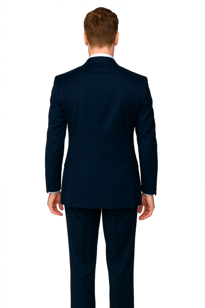 Mens Classic Wool Double Breasted Suit in Black