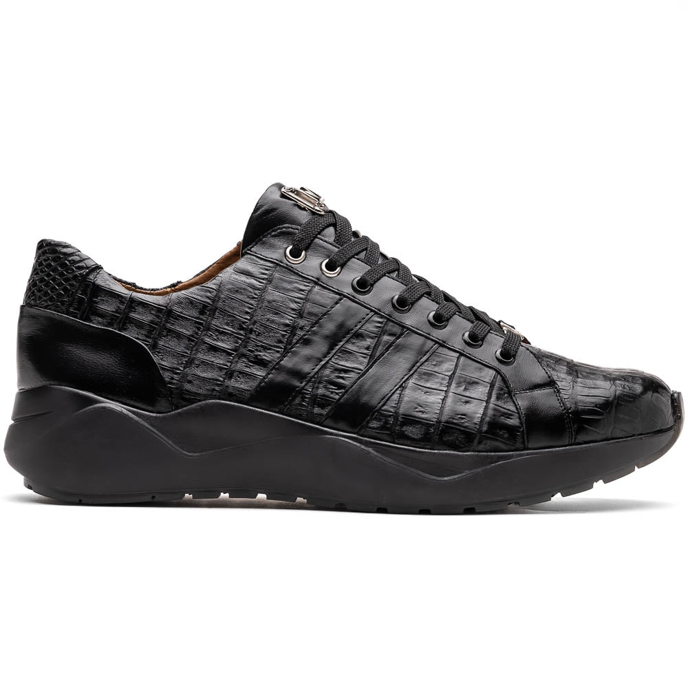 Marco Di Milano Nino Men's Black Sleek Genuine Caiman Crocodile Sneaker - 6