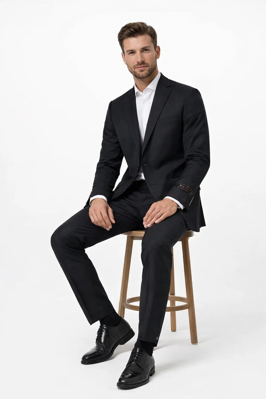 Novello Black, Modern Fit, Pure Wool Suit by Tiglio Luxe TIG1001 - 36S